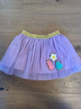 Girls Lavender Glitter Tulle Skirt with Gold Elastic Waistband
